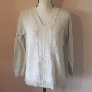 Chaps sparkly white vneck sweater
